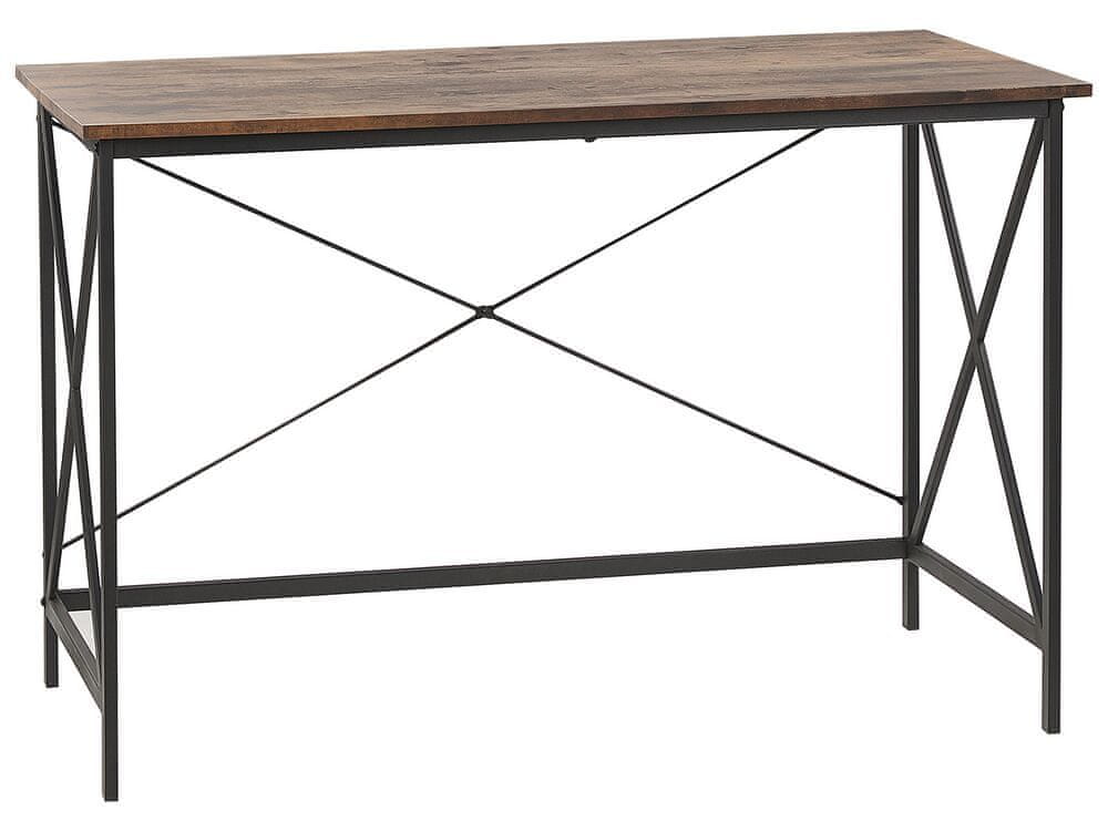 Beliani Písací stôl 115 x 60 cm tmavé drevo/čierna FUTON
